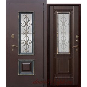 Металлическая дверь с ковкой Венеция 8см Венге